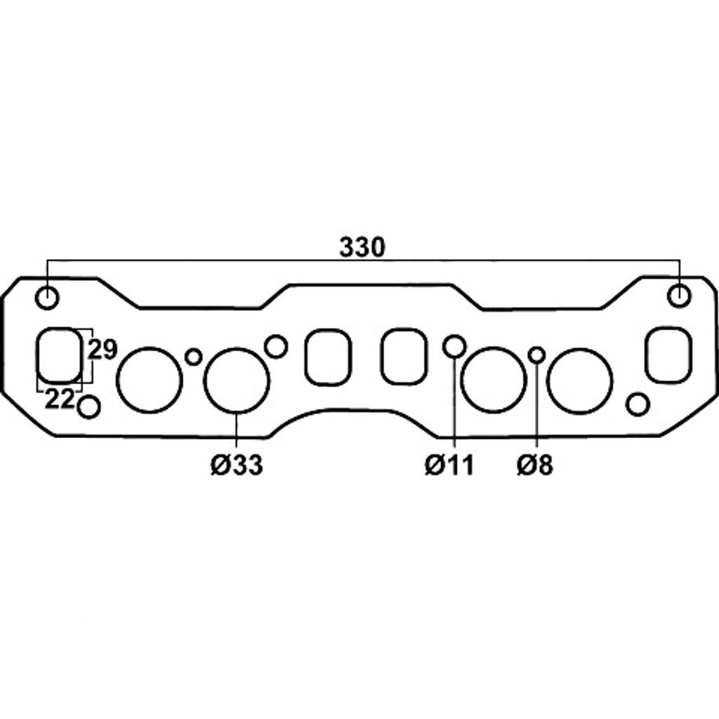 Gasket for Toyota 3K, 3K-C & 3K-H 1166cc, 4K & 4K-C 1290cc, 5K & 5K-C 1486cc, 4 Cylinders